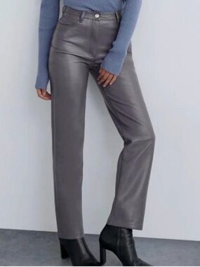Aritzia Wilfred Melina Vegan Leather Pants Blue Gray Size‎ 8